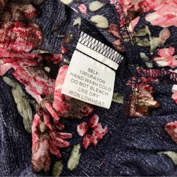 NWT, BluIvy Navy Floral Tiered Ruffle Hem Cinch Waist Dress, sz S - Picture 11 of 12